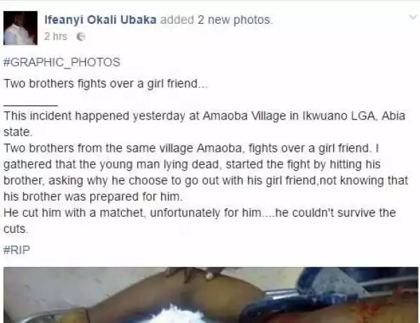 One Dead As Two Brothers Fight Over Girlfriend In Abia (Graphic Photos)